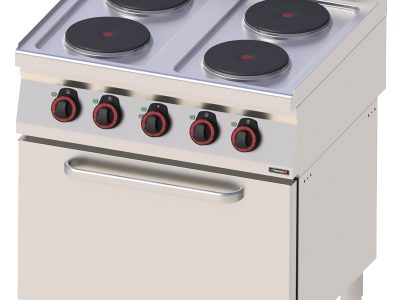 Fourneau électrique 4 feux avec four électrique ventilé GN 1/1 80