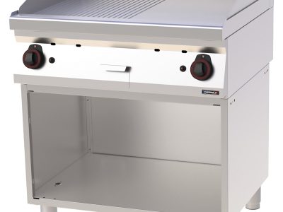 Plaque à SNACKer Chrome Rainurée Lisse avec soubassement Gaz 80