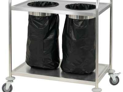 Chariot en inox porte poubelle