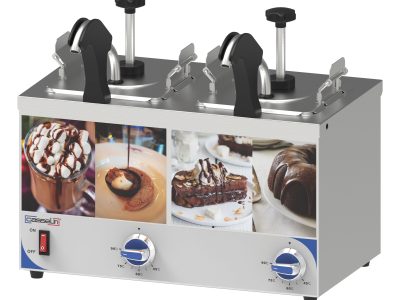 Distributeur à sauce avec pompe et bec chauffant double