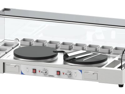 Plan de travail double pour crêpières