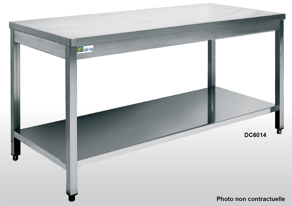 TABLE INOX AVEC TABLETTE INFÉRIEURE - SÉRIE 600 - LONG. 1800 MM