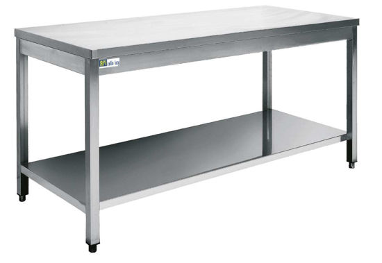 TABLE INOX AVEC TABLETTE INFÉRIEURE - SÉRIE 600 - LONG. 2100 MM