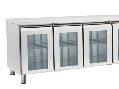 TABLE RÉFRIGÉRÉE POSITIVE GN 1/1 - PROF 700 - 4 PORTES VITRÉES